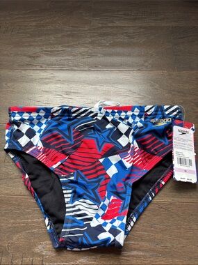 Speedo Overdrive true cobalt swim briefs,elastic drawcord waist,American